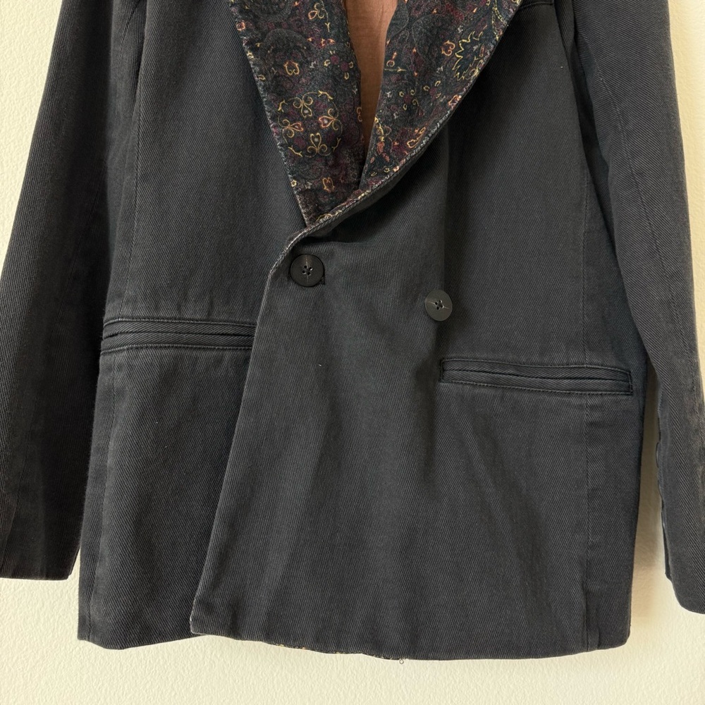 Free People We the Free Printed Collar Black Reid Smoking Jacket Blazer XS - Picture 4 of 17